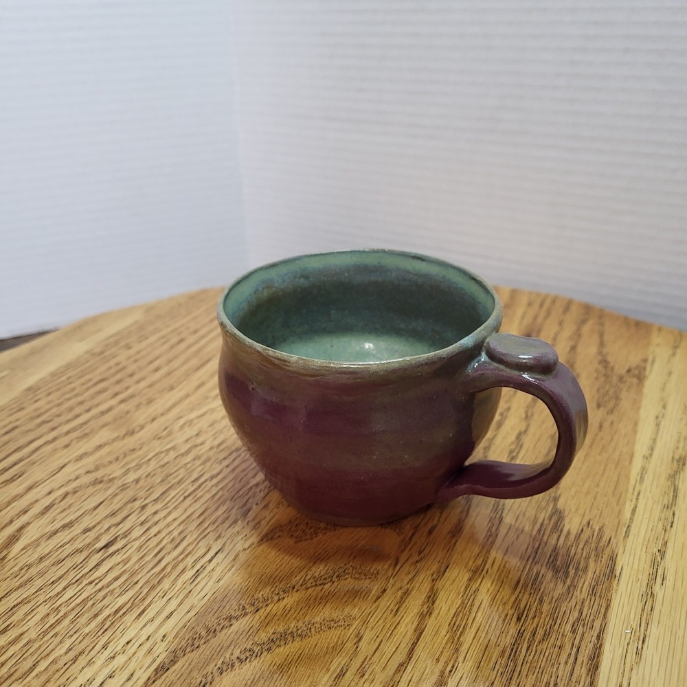 Handmade Studio Stoneware Mug Coffee Cup Two Tone Glaze Rustic Earthy Thumb Rest